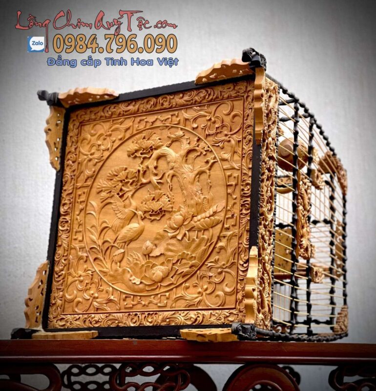 Lồng chim chào mào phom thái đấu – tích tùng hạc 18 LỒNG CHIM CHÀO MÀO PHOM THÁI ĐẤU – TÍCH TÙNG HẠC | GỖ CẨM VÀNG & MUN SỪNG ĐEN CAO CẤP