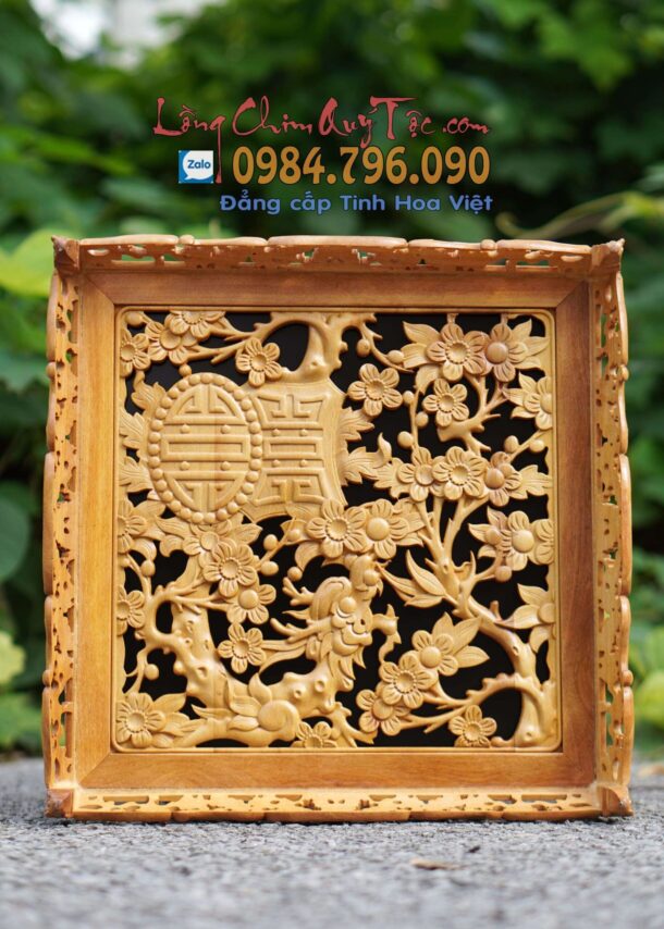 Lồng chim chào mào vuông đấu gỗ Cẩm vàng Hoa Mai Hóa Rồng bản độ gánh Yếm dạ 12 1 2 min scaled