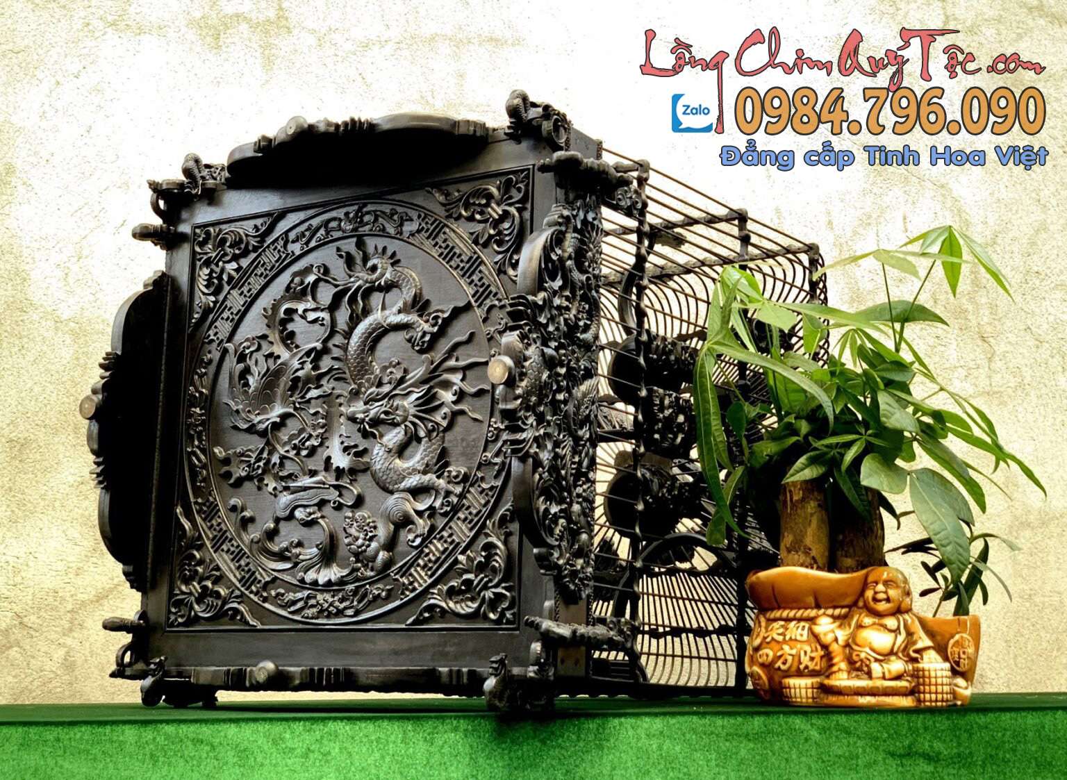 Lồng chim chào mào phom uốn vai tứ linh – long lân quy phụng 3 1 3 30