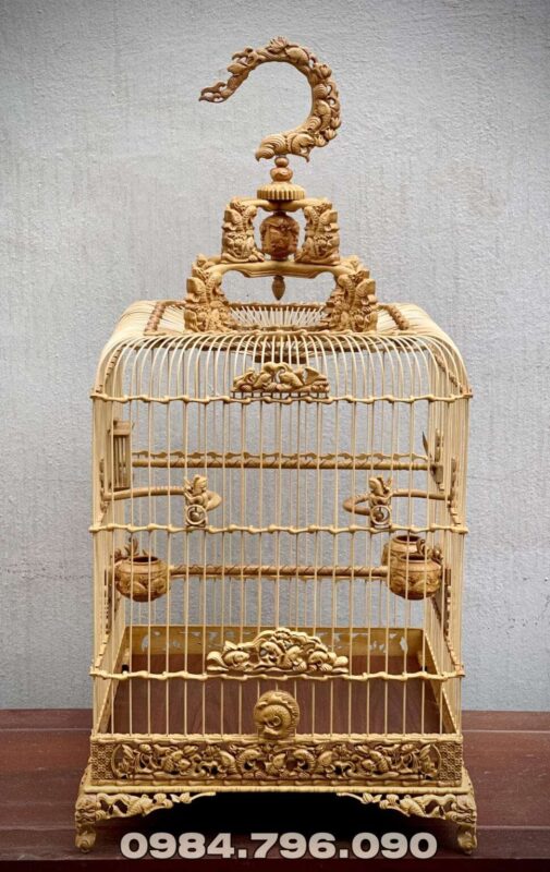 Lồng chim chào mào phom uốn vai – tích cửu ngư (sen cá) – gỗ cẩm vàng 18 LỒNG CHIM CHÀO MÀO PHOM UỐN VAI – TÍCH CỬU NGƯ (SEN CÁ) – GỖ CẨM VÀNG INDO CAO CẤP