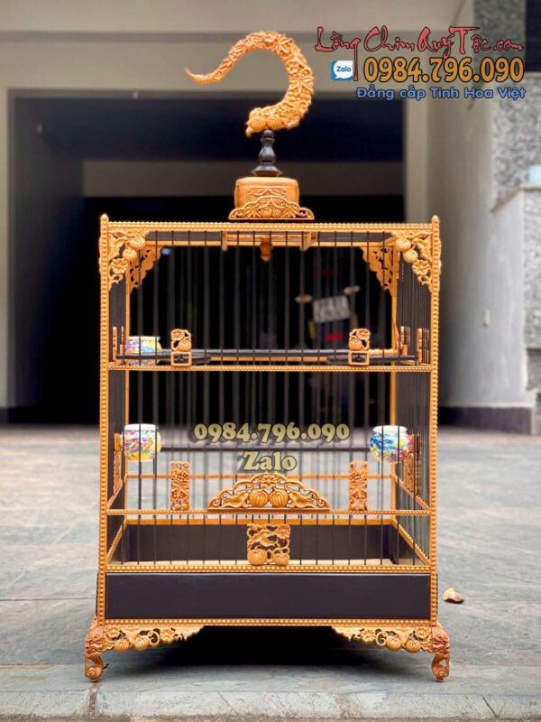 LỒNG CHIM CHÀO MÀO PHOM VUÔNG CAO – TÍCH HOA BÍ ĐỎ