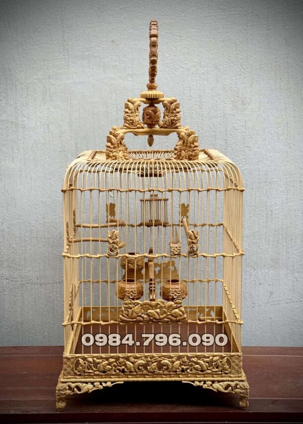 Lồng chim chào mào phom uốn vai – tích cửu ngư (sen cá) – gỗ cẩm vàng 14 1 6 min 11