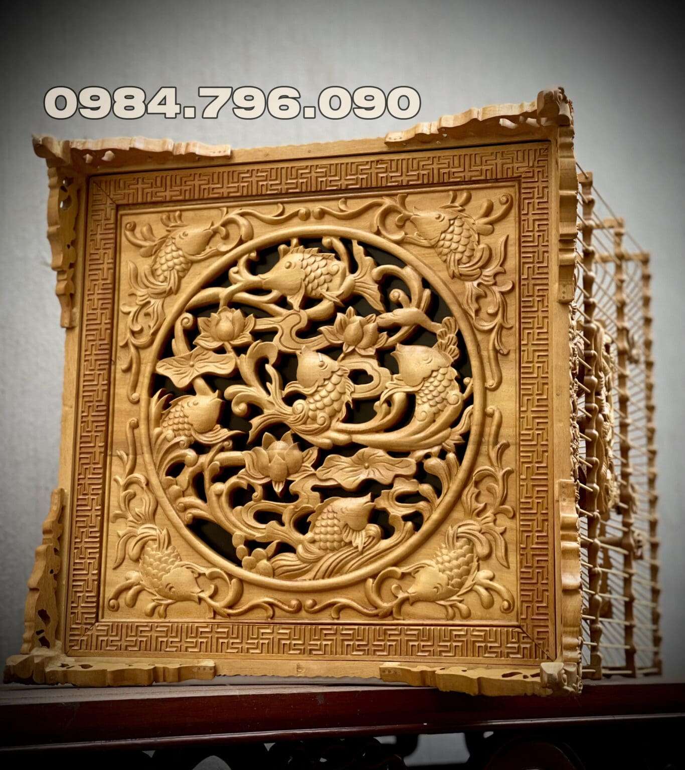 Lồng chim chào mào phom uốn vai – tích cửu ngư (sen cá) – gỗ cẩm vàng 8 1 7 min 8