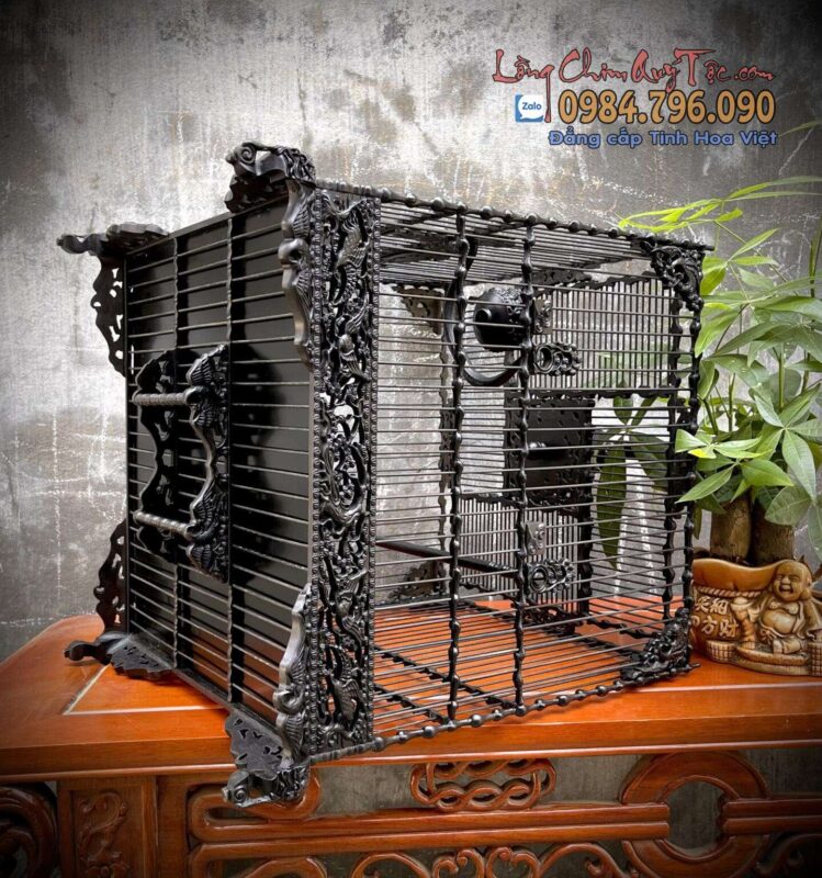 Lồng Chim Chào Mào Phom Vuông Đấu – Tích Tùng Hạc Trường Thọ 17 Lồng Chim Chào Mào Phom Vuông Đấu – Tích Tùng Hạc Trường Thọ | Siêu Phẩm Mun Đen Già Tuyển Chọn