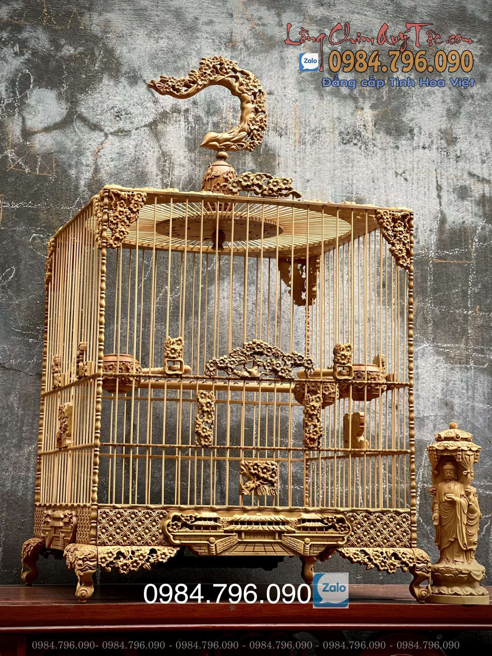 Lồng chim chào mào vuông đấu gỗ cẩm vàng chạm Mai Đào 14 Lồng Chim Chào Mào Phom Vuông Đấu – Tích Hoa Mai Cung Đình Huế | Vẻ Đẹp Tinh Hoa Văn Hóa Việt