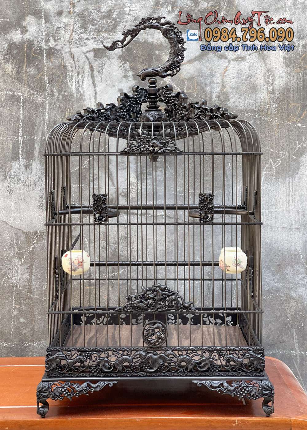 Lồng chim chào mào phom uốn vai chạm sóc nho mun đen 4 f 3