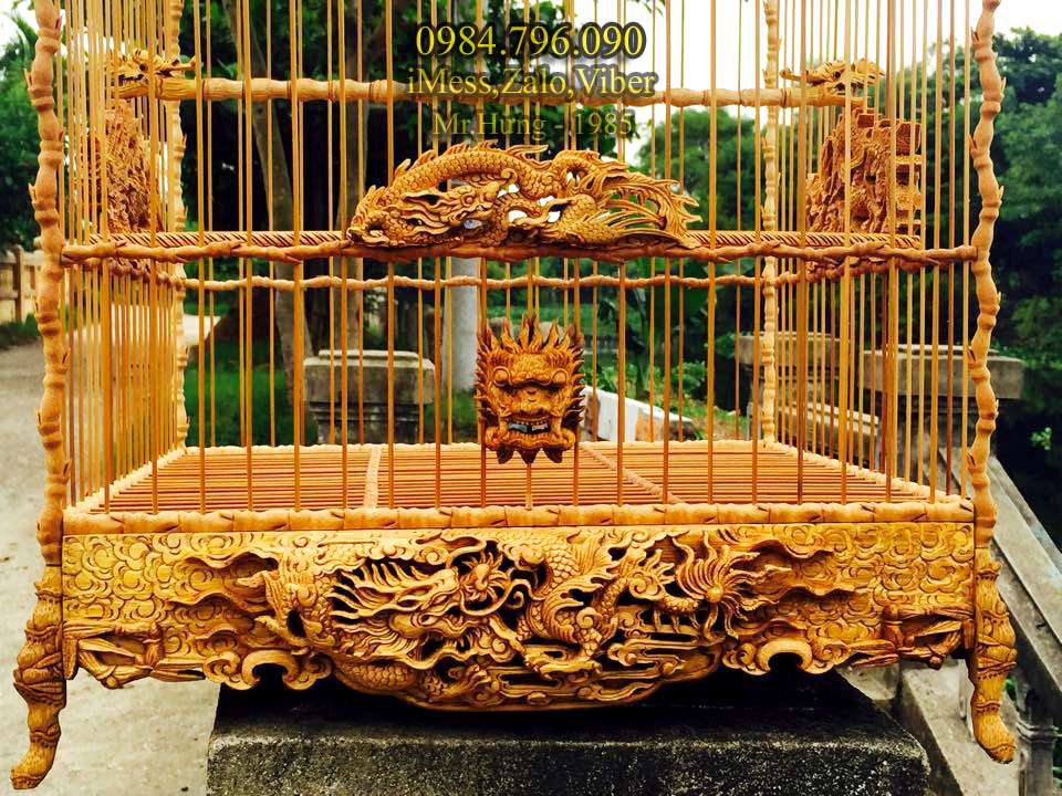 Lồng chim chào mào tre già phom vuông chào mào chạm Tứ Linh mới 21 Lồng Chim Chào Mào Vuông Tre Già – Tích Chạm Tứ Linh Đục Tay Hàng Nghệ Nhân
