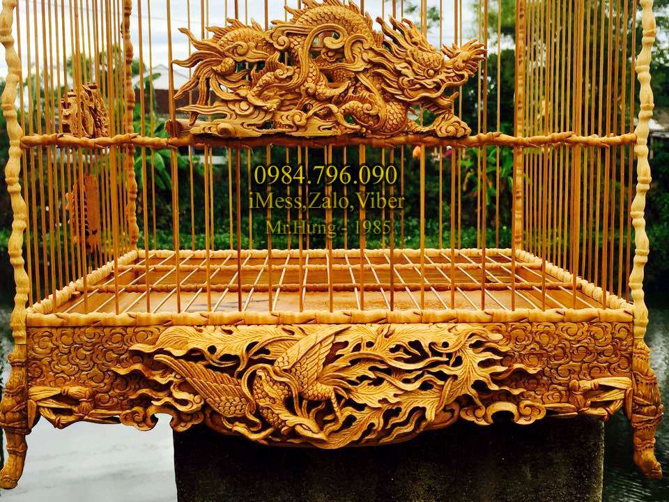Lồng chim chào mào tre già phom vuông chào mào chạm Tứ Linh mới 17 Lồng Chim Chào Mào Vuông Tre Già – Tích Chạm Tứ Linh Đục Tay Hàng Nghệ Nhân