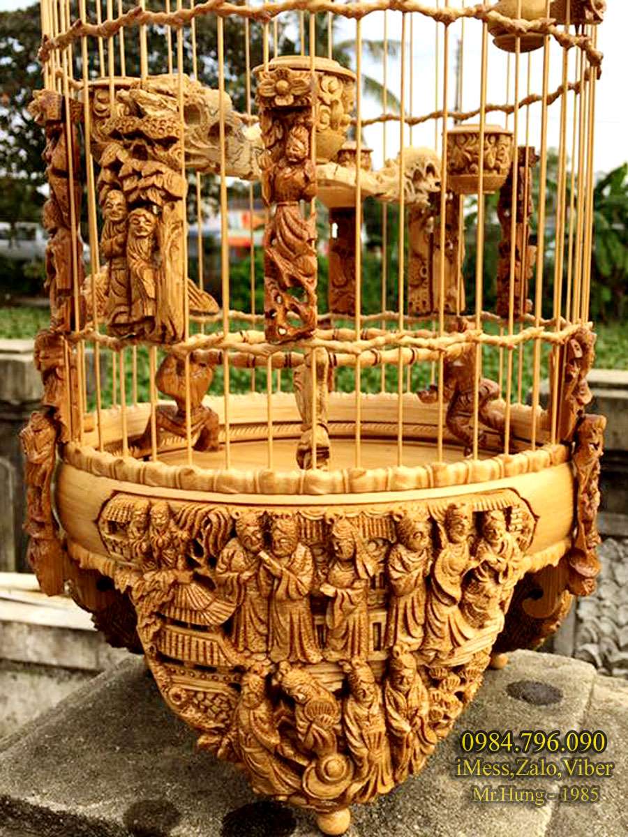 Lồng chim khuyên, phiên bản lồng tre già chạm tích Hồng Lâu Mộng 4 6 4