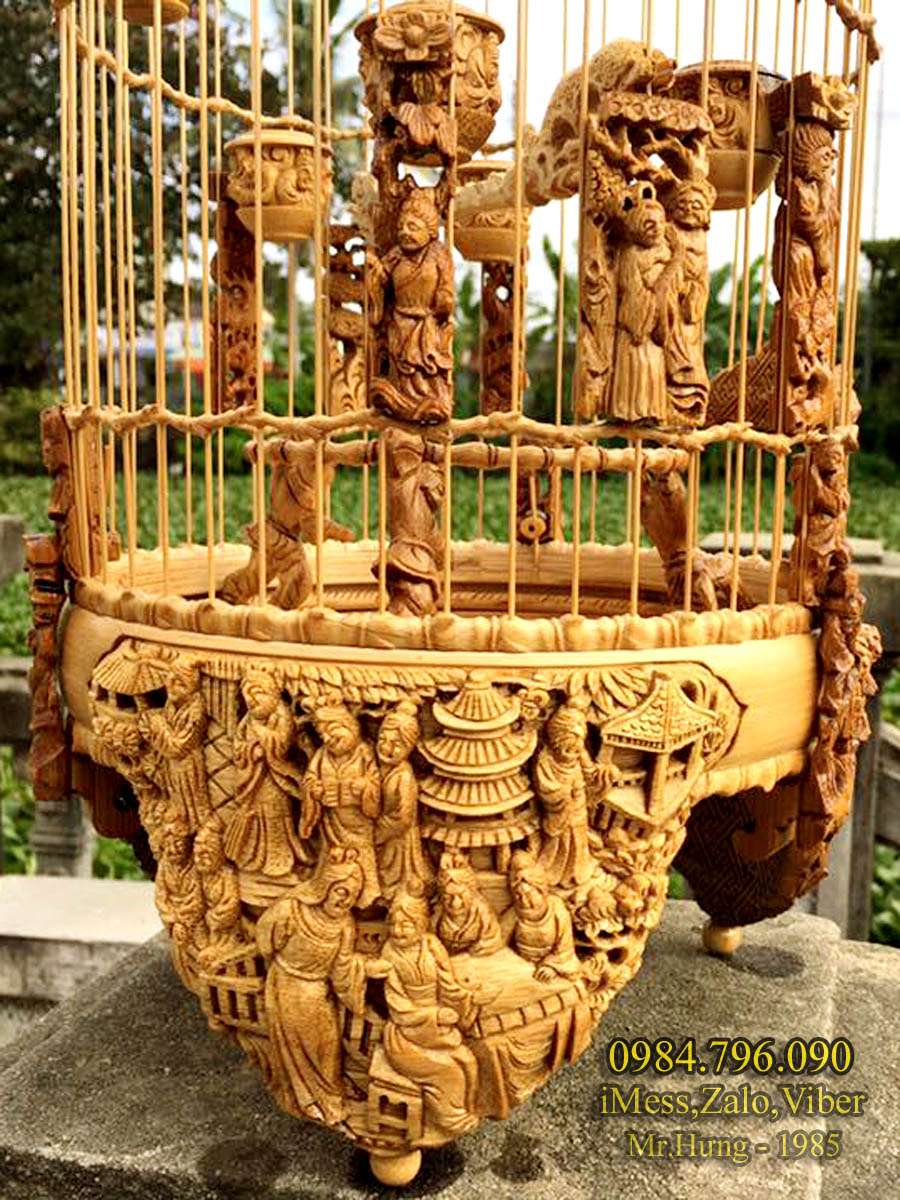 Lồng chim khuyên, phiên bản lồng tre già chạm tích Hồng Lâu Mộng 2 6 6