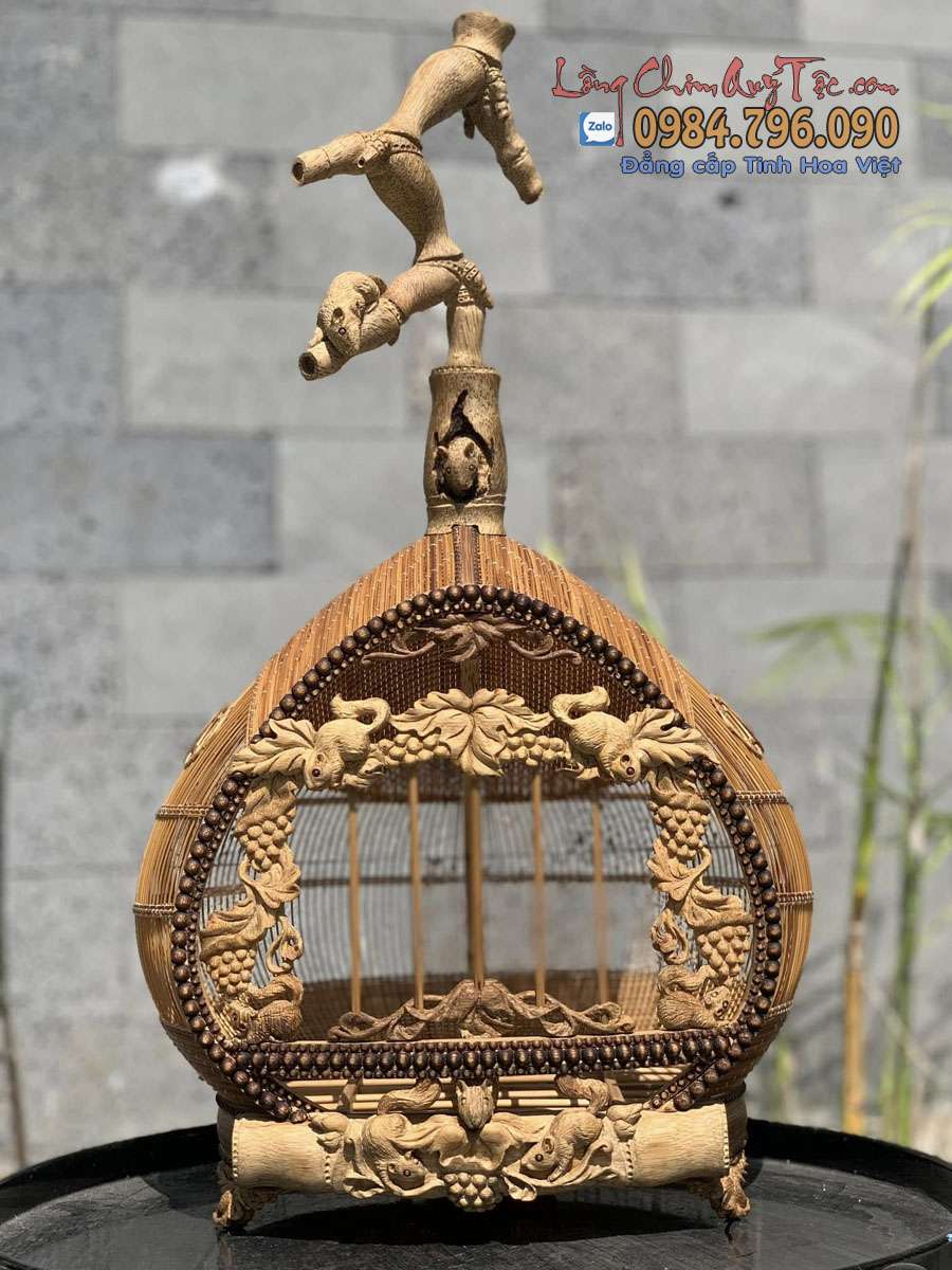 lồng cu gáy chạm nho sóc