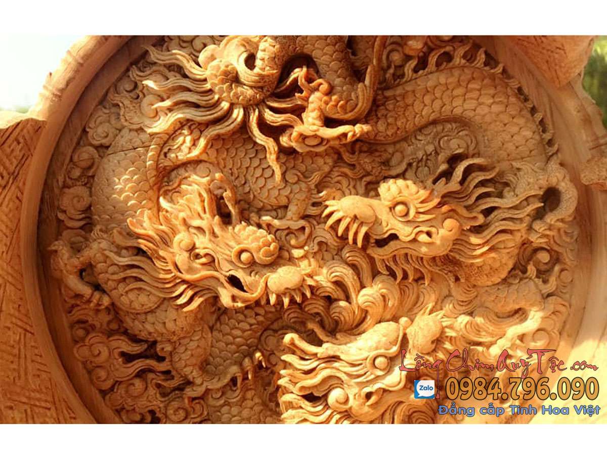 Lồng chim khuyên,bản tre già chạm tích Cửu Long Ẩn Vân 5 t 5