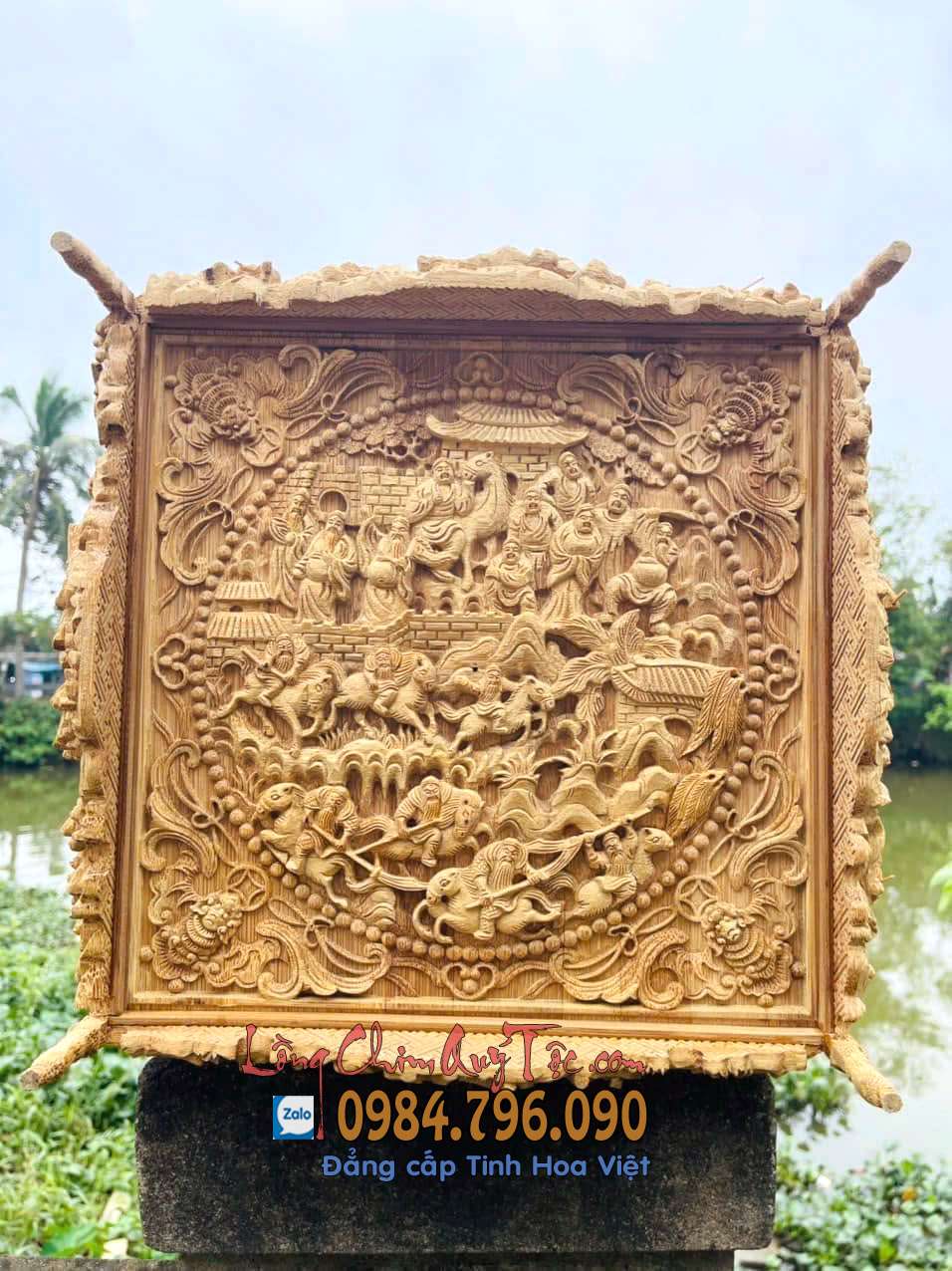 Lồng chim chào mào phom vuông chạm Tam Quốc Diễn Nghĩa 15 Lồng Chim Chào Mào Tre Già – Mẫu Lồng Vuông Huế Đẳng Cấp, Tích Chạm Tam Quốc Diễn Nghĩa