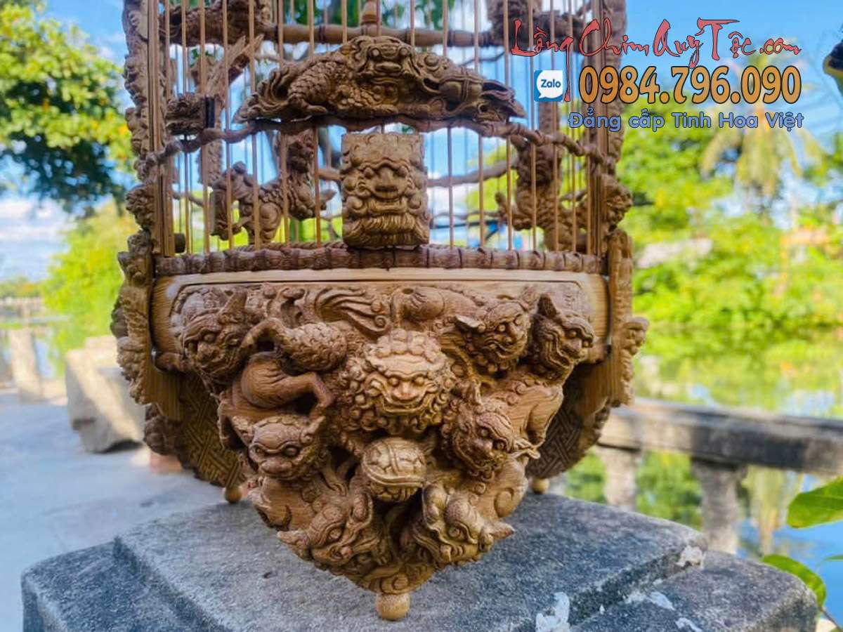 Lồng chim khuyên,bản tre già chạm tích Cửu Lân 22 Lồng Chim Khuyên Chạm Cửu Lân – Nghệ Thuật Dành Cho Người Chơi Đẳng Cấp