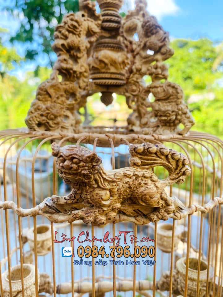 Lồng chim khuyên,bản tre già chạm tích Cửu Lân 23 Lồng Chim Khuyên Chạm Cửu Lân – Nghệ Thuật Dành Cho Người Chơi Đẳng Cấp
