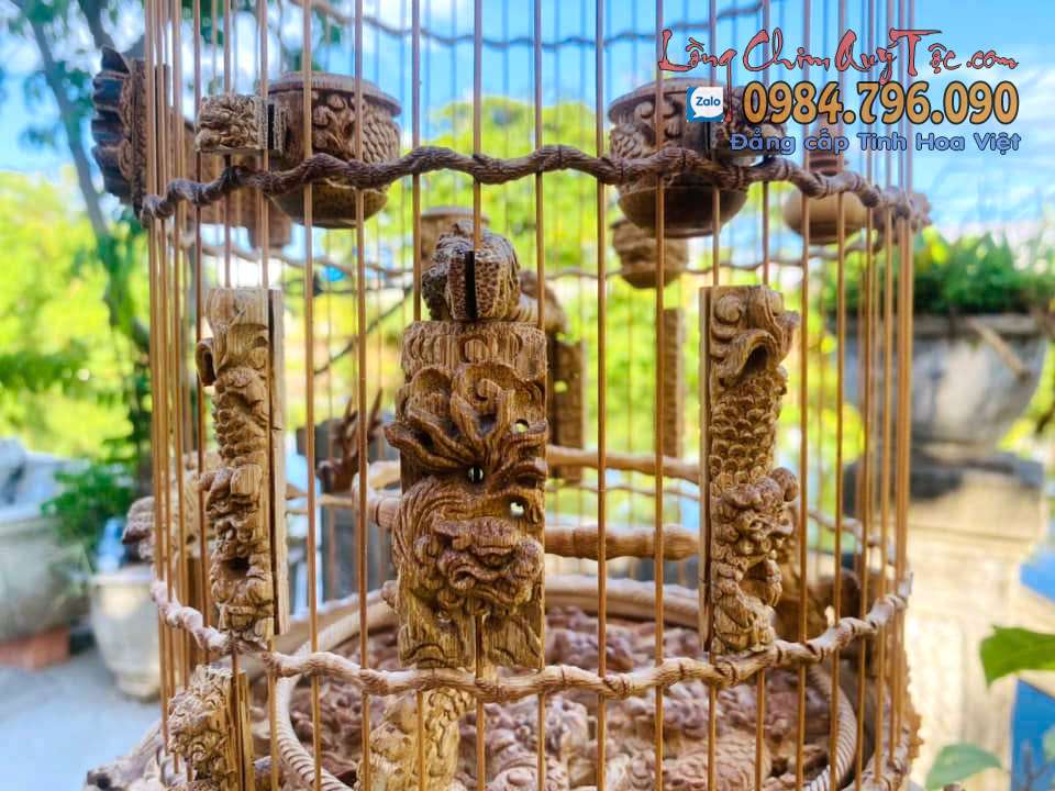 Lồng chim khuyên,bản tre già chạm tích Cửu Lân 26 Lồng Chim Khuyên Chạm Cửu Lân – Nghệ Thuật Dành Cho Người Chơi Đẳng Cấp